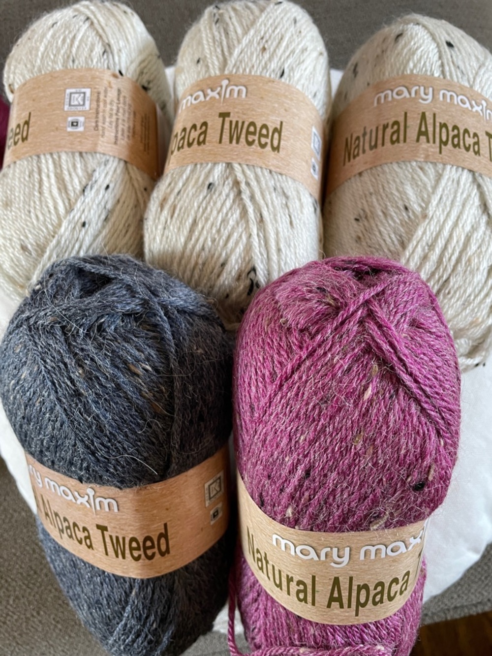 Bundle of Mary Maxim Natural Alpaca Tweed Yarn